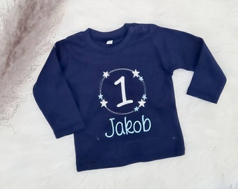 Geburtstagsshirt Jungen Leuchtschrift | Geburtstagsshirt | Shirt mit Zahl | Shirt Geburtstag | Shirt Sterne | Kindershirt | Shirt mit Name