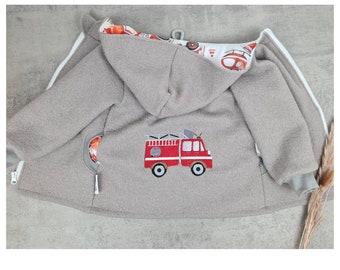 Walkjacke Feuerwehr | Kinderjacke Beige | Wollwalkjacke |