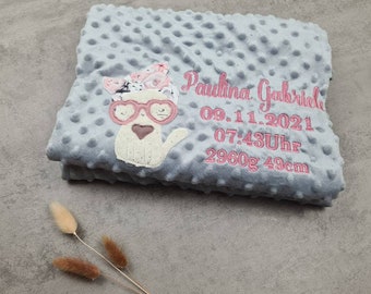 Babydecke | Kuscheldecke | Babydecke mit Name | Babydecke Bär | Grau