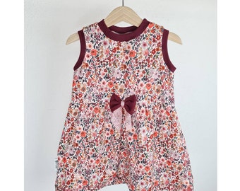 Jerseykleid mit Blümchen | Kleid mit Schleife | festliches Kinderkleid | Kleid Taufe |