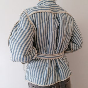 Veste matelassée en coton indien, coton biologique Bengale et fines rayures avec poches et ceinture, tissu rayé réversible, Royaume-Uni 10-14, États-Unis 6-10 image 3