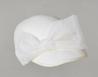 70% OFF on Sale - Baseball cap, White Cap, Ladies Hat, Spring Summer Hat, Baseball cap with bow, Judy hat