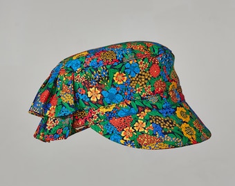 70% OFF on Sale - Liberty print cap, Floral cap, Multi flower print, Baseball cap, Frilled hat, Womens cap, Paulette