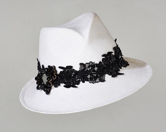 70% OFF on Sale - Trilby hat, White Trilby, Asymmetric Trilby, Ladies Trilby, Spring Summer Collection, Peggy hat
