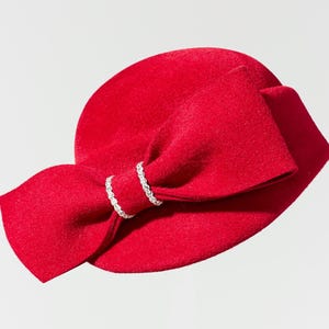 Evie - Red beret, Red hat, Asymmetric hat, Velour hat, Ladies hat, Ladies headwear, Designer hat