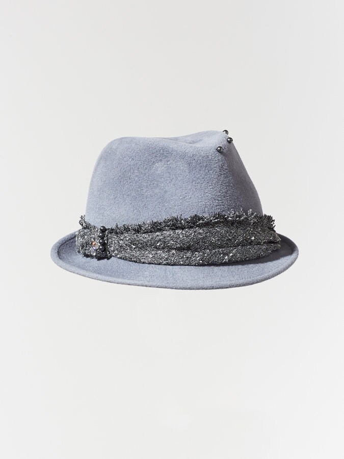 Trilby Hat Velour Hat Grey Hat Womens 