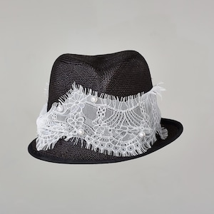Marie - Trilby Hut, Sommerhut, Damen Trilby, Frühling Sommer Hut, Spitzenhut aus Spitze