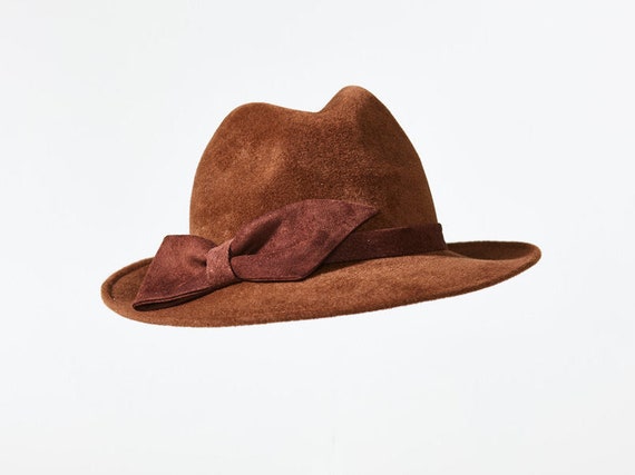 ladies brown fedora hat