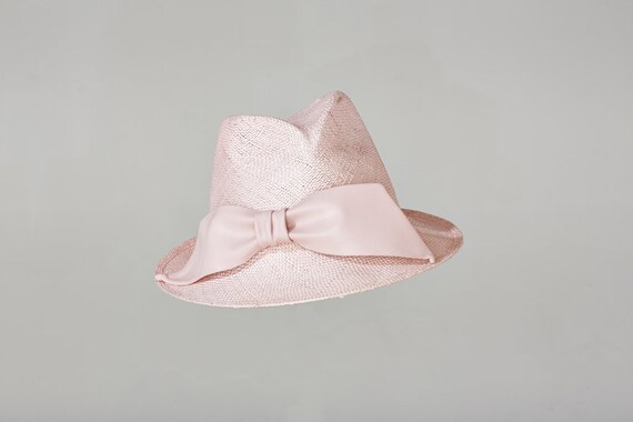 baby pink leather hat