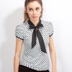 Shirt PAN 08 Viscoseblouse dots light blue black slip blouse image 4