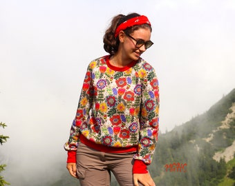 Sweater Franzi Raglan Sweater Colorful Ladies More Sweater Flowers Autumn Flowers Hoodie Sweater