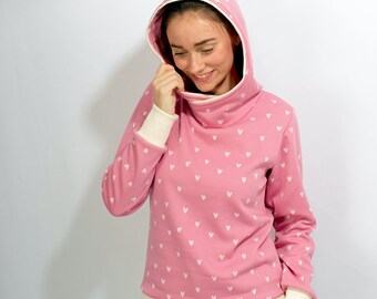 Hoodie ENA Herzchen rosa Alpenfleece Hoody Damen Sweater