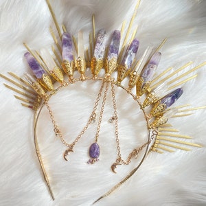 Amethyst Halo Crystal Crown || Halo Crown || Crystal Crown || Photo Prop || Festival Crown || Headpiece || Wedding Headpiece