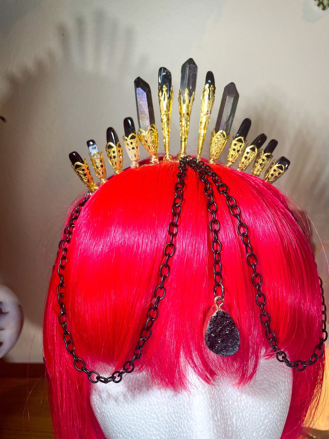 Black Onyx Titanium Aura Quartz Crystal Crown Black Crown Etsy black-onyx-titanium-aura-quartz-crystal-crown-black-crown-etsy