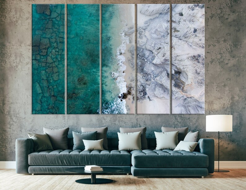 Beach Prints Aerial Wall Art Canvas Framed Photography Set Of 5 Extra Large Coastal