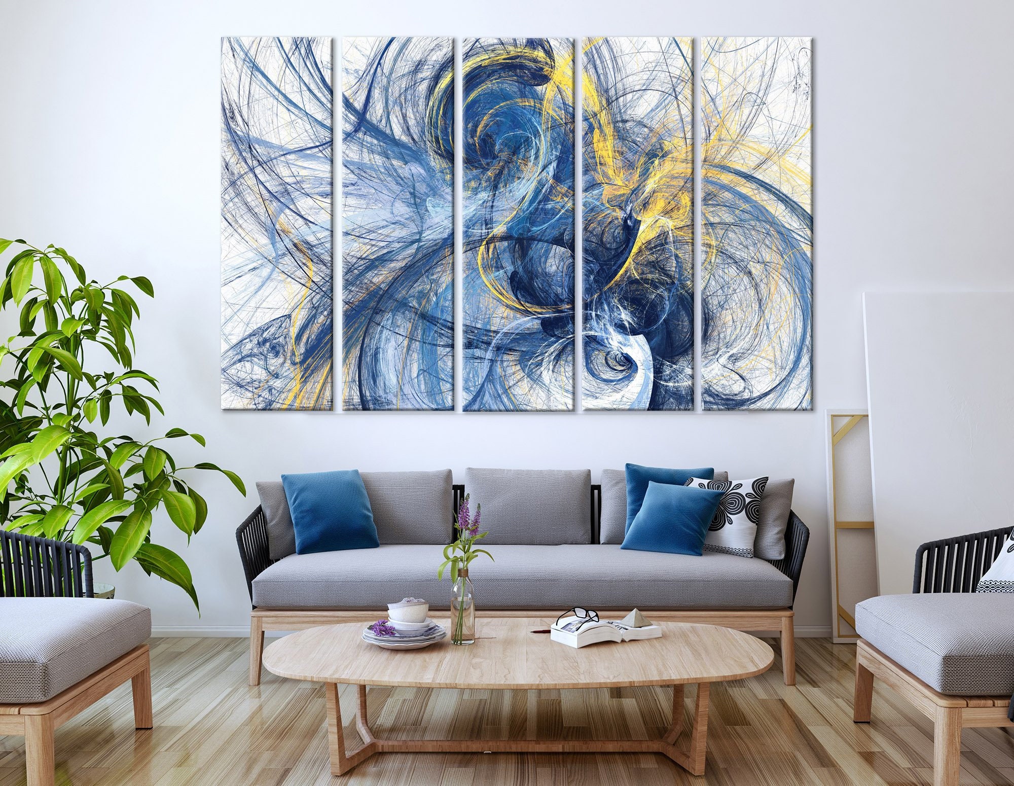 Abstract Bright Motion Composition Wall Art Modern Etsy