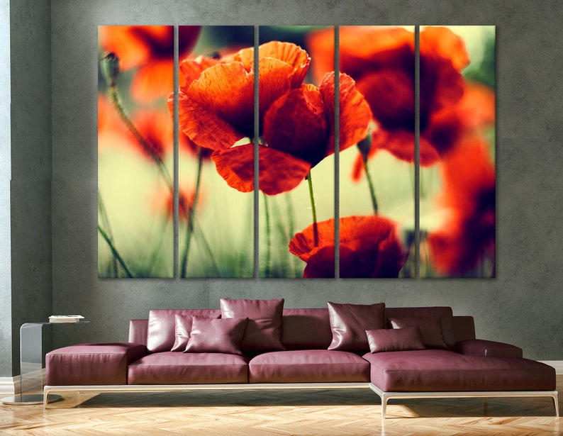 Bright Red Poppies Wall Art Poppies Canvas Print Poppies Etsy