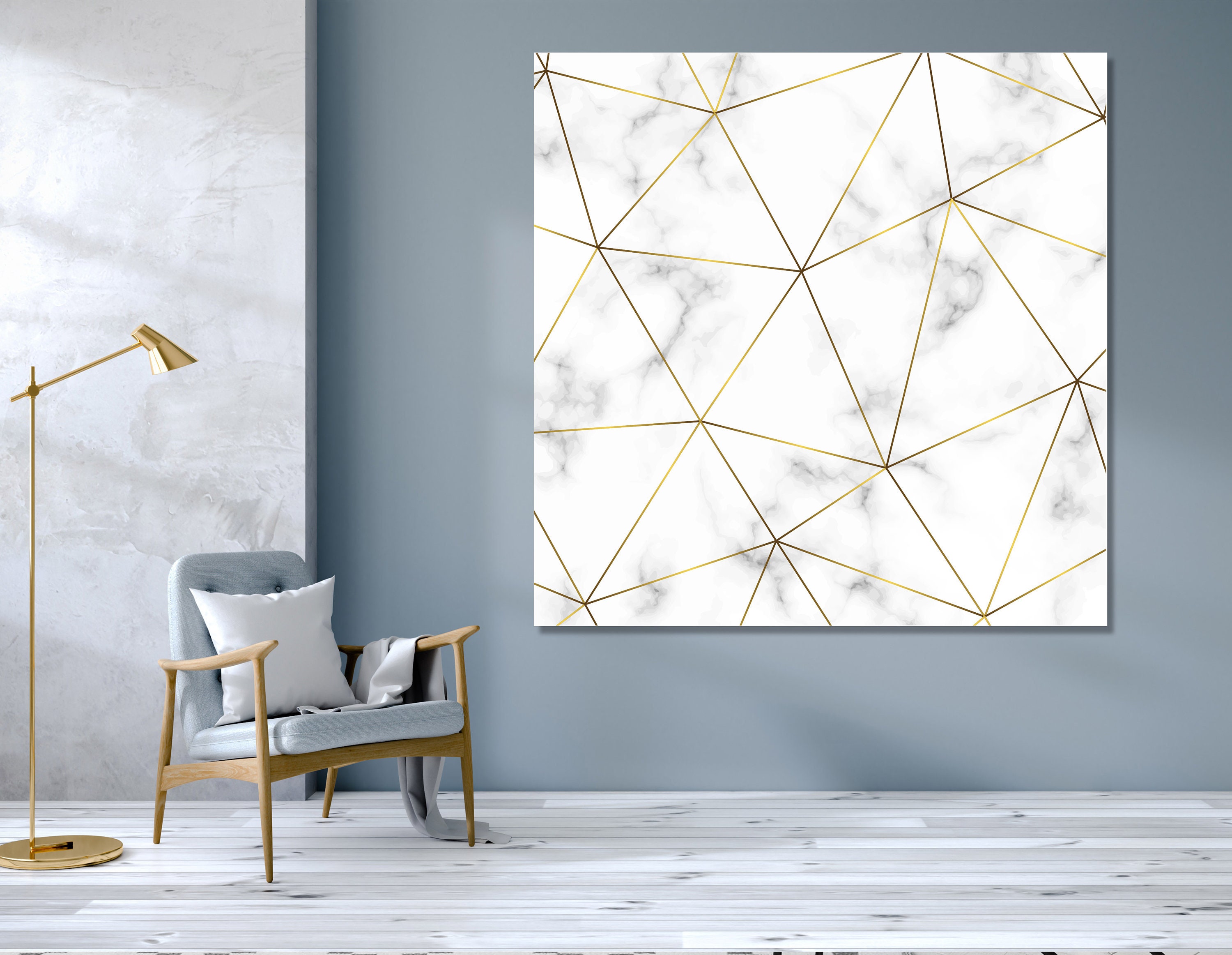 White Marble Triangle Art Geometry Wall Art Polygonal Wall Etsy