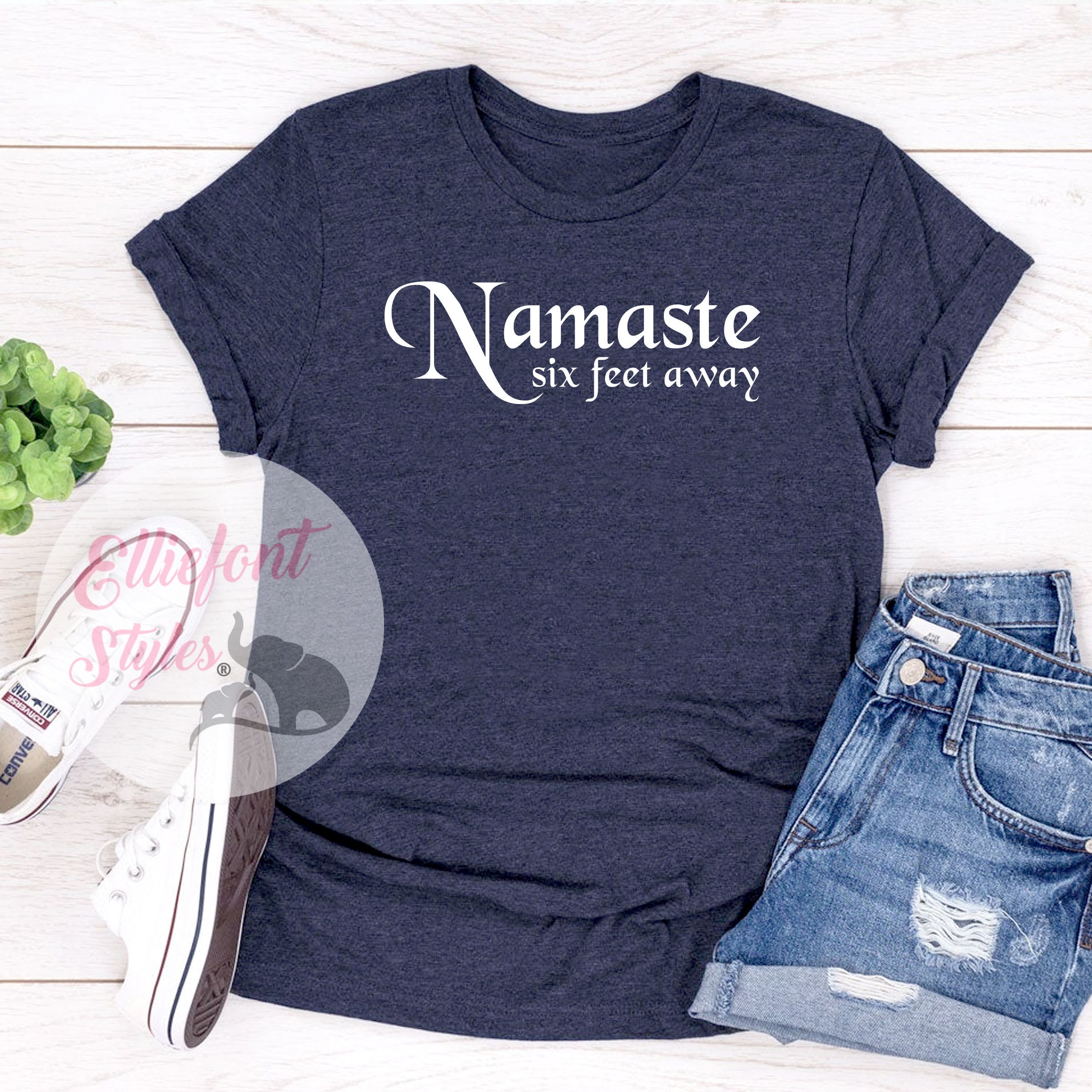 Namaste Six Feet Away Shirt | Etsy
