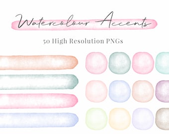 Watercolour Accents Clipart PNG | Lines | Blobs | Stripes | Dots