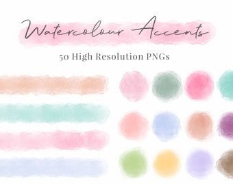 Watercolour Accents Clipart PNG | Lines | Splodges | Stripes