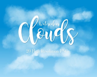 Soft Watercolour Clouds Clipart PNGs