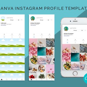 May include: A Canva Instagram profile template with a grid of 18 images. The template is designed to help users create a visually appealing and cohesive Instagram profile. The template includes a profile picture, username, bio, and a grid of images. The images are a mix of nature, food, and lifestyle photos. The template is designed to be easy to use and customize.