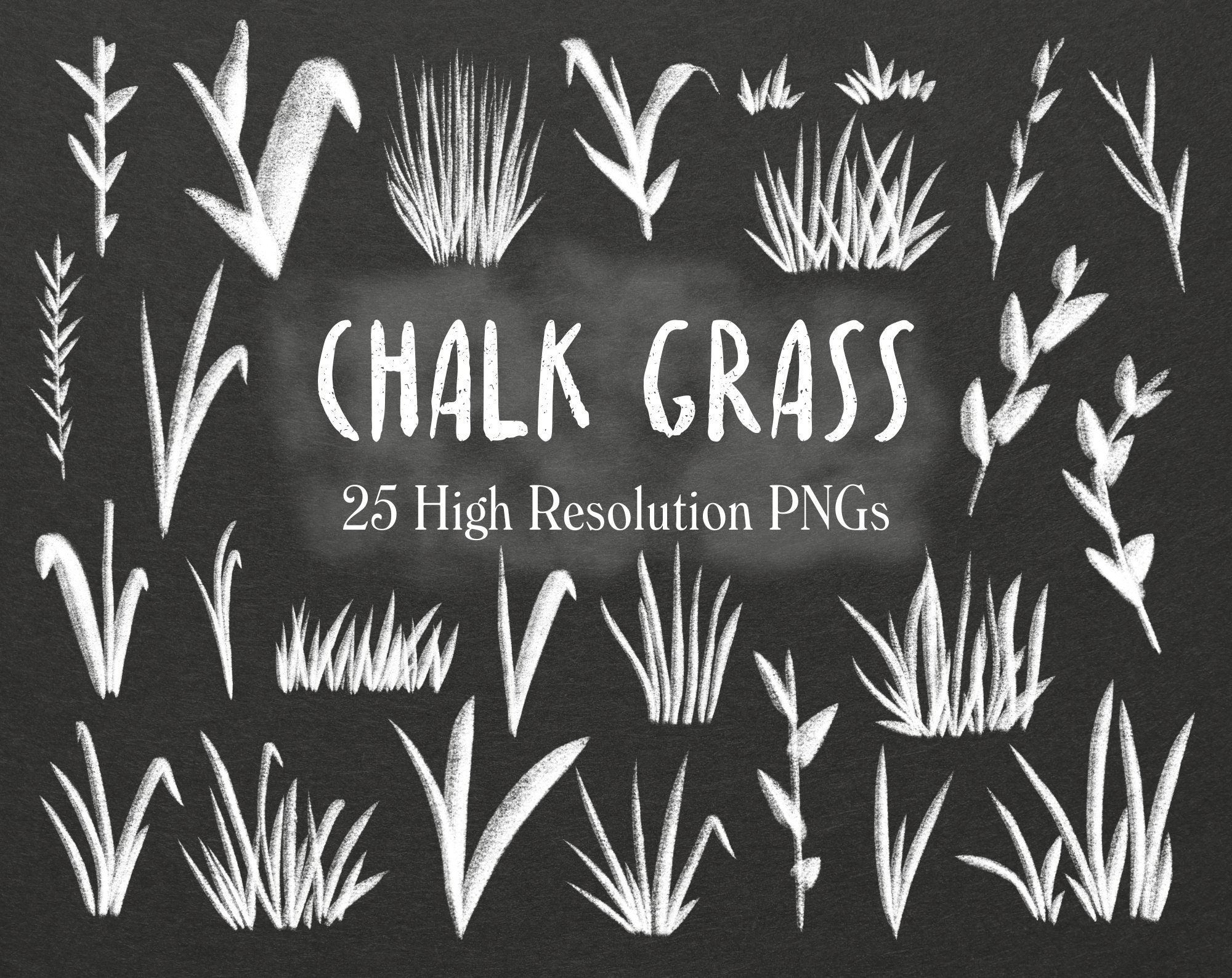 Pastel Grass Chalk Grass Charcoal Grass Clipart Pngs Etsy UK