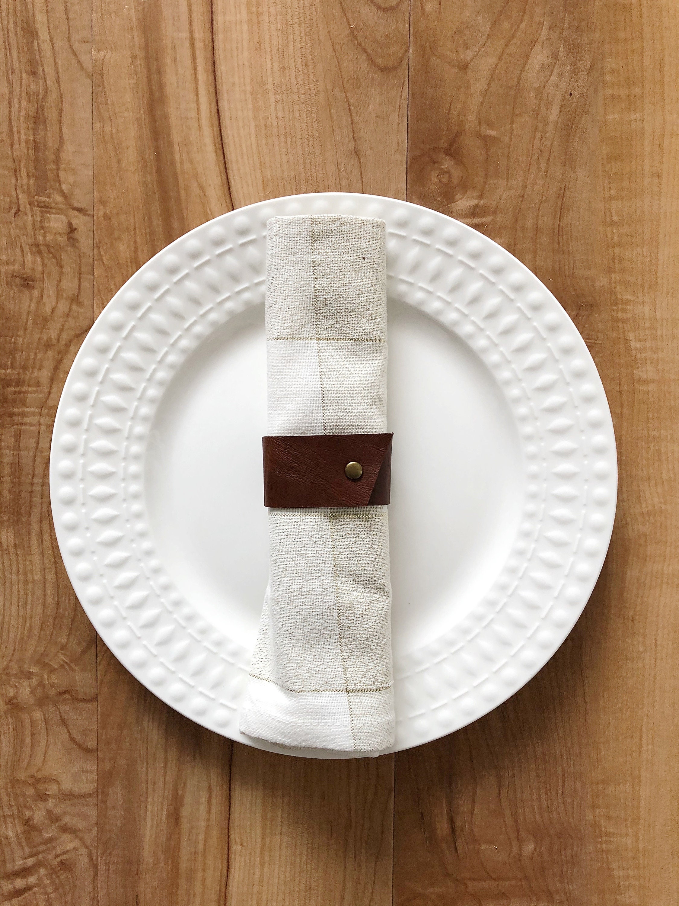 Dark Brown Leather Napkin Ring Set Made by Lupita Etsy