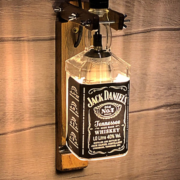 JACK DANIELS Lámpara de pared botella de whisky Lámpara Decoración de cocina Lámpara Bar decoración luz Lámpara de botella de licor Lámpara de botella de alcohol Lámpara de dormitorio