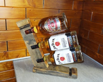 Bottle holder Barrel wood whiskey Bottle holder table decor desk decor rustik bottle holder vintage bar decor Gift for her him Birthday gift