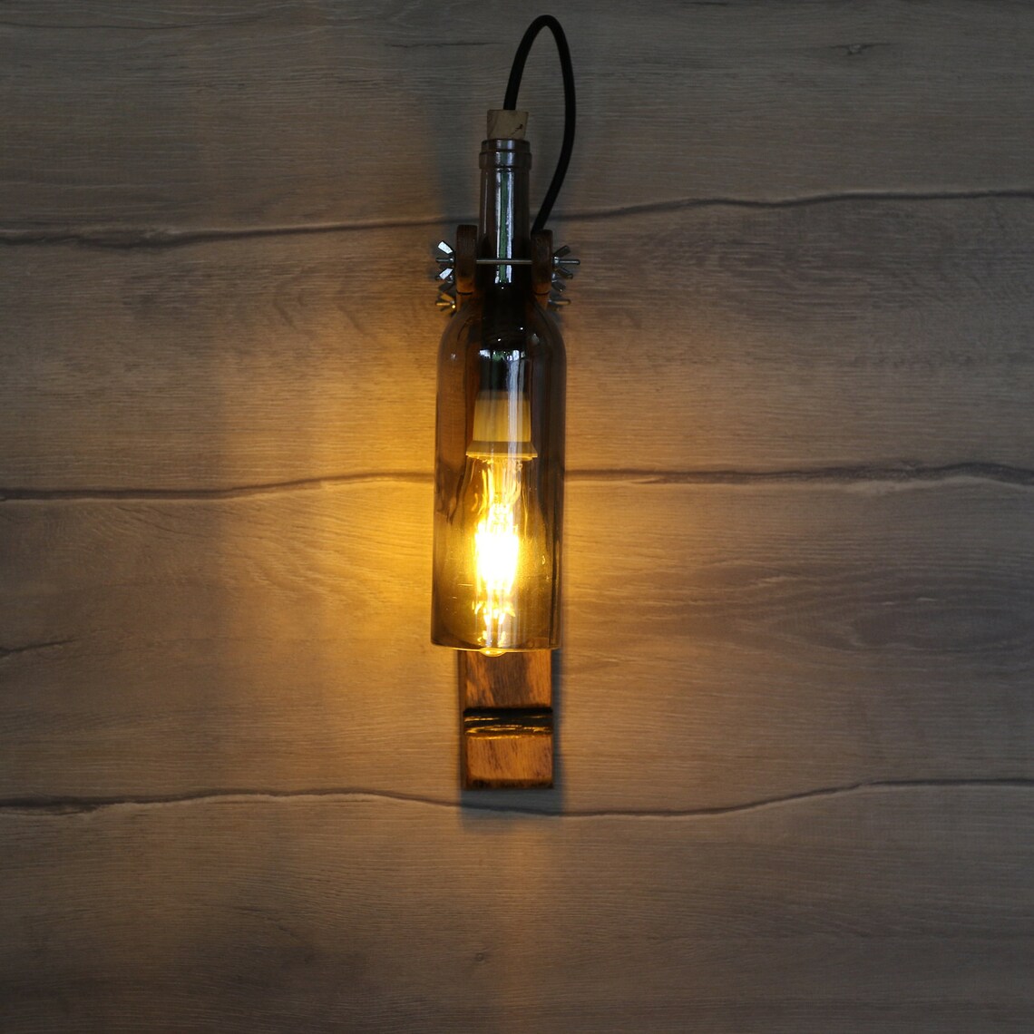 Wine Bottle Wall Lamp Wine Bottle Lamp Kitchen Decor Lamp Bar Etsy