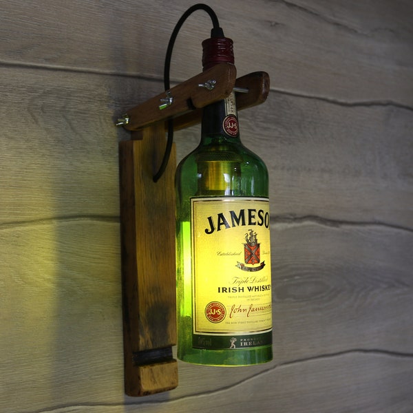 Jameson Wall lamp Jameson whiskey bottle Lamp Kitchen decor Lamp Bar decor light Liquor Bottle lamp Alcohol Bottle lamp Bedroom Lamp