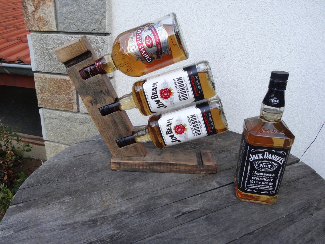 Bottle Holder Barrel Wood Whiskey Bottle Holder Table Decor Desk Decor