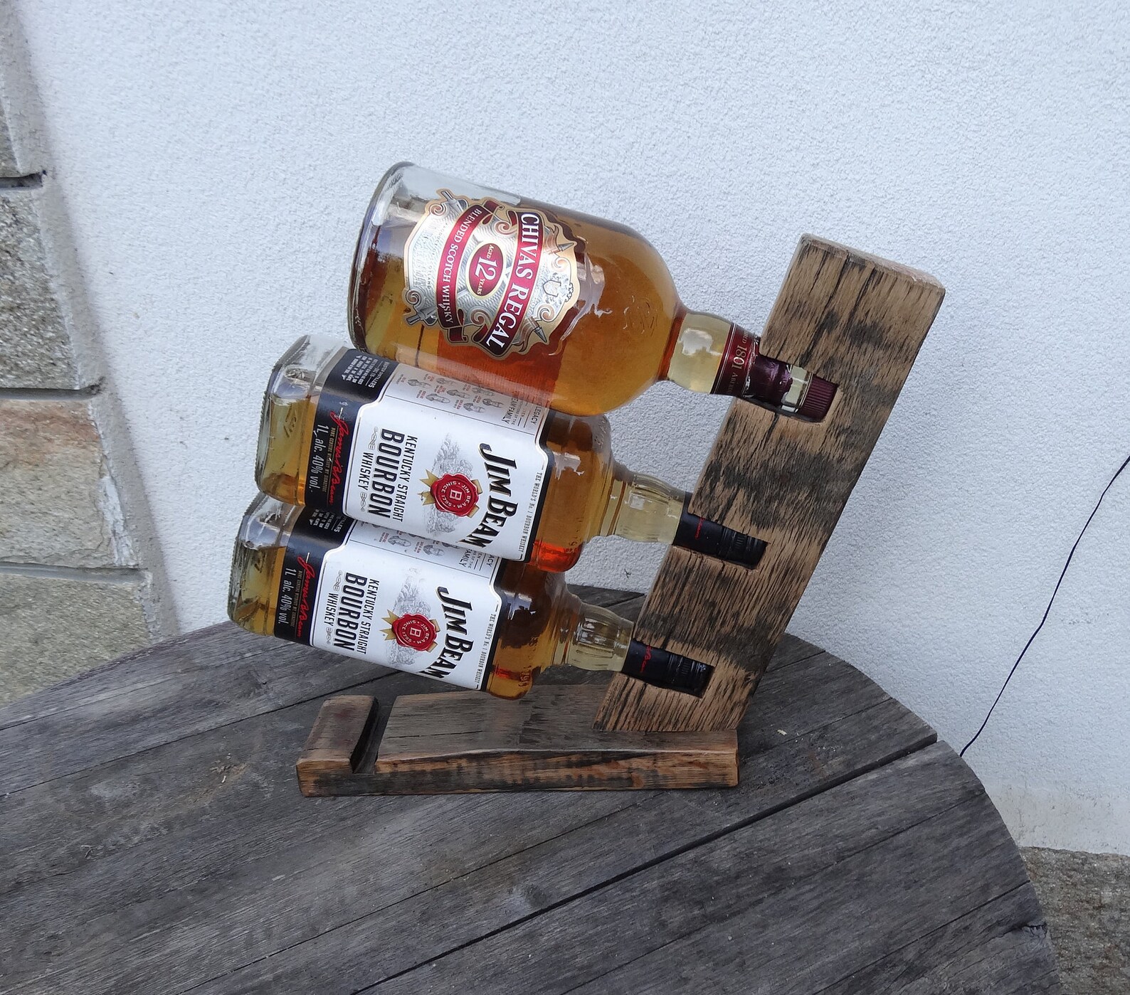 Bottle Holder Barrel Wood Whiskey Bottle Holder Table Decor Desk Decor