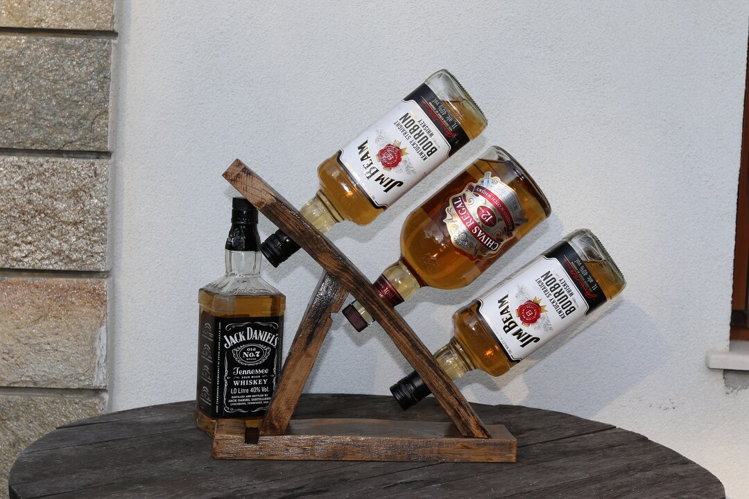 Bottle Holder Barrel Wood Whiskey Bottle Holder Table Decor Etsy