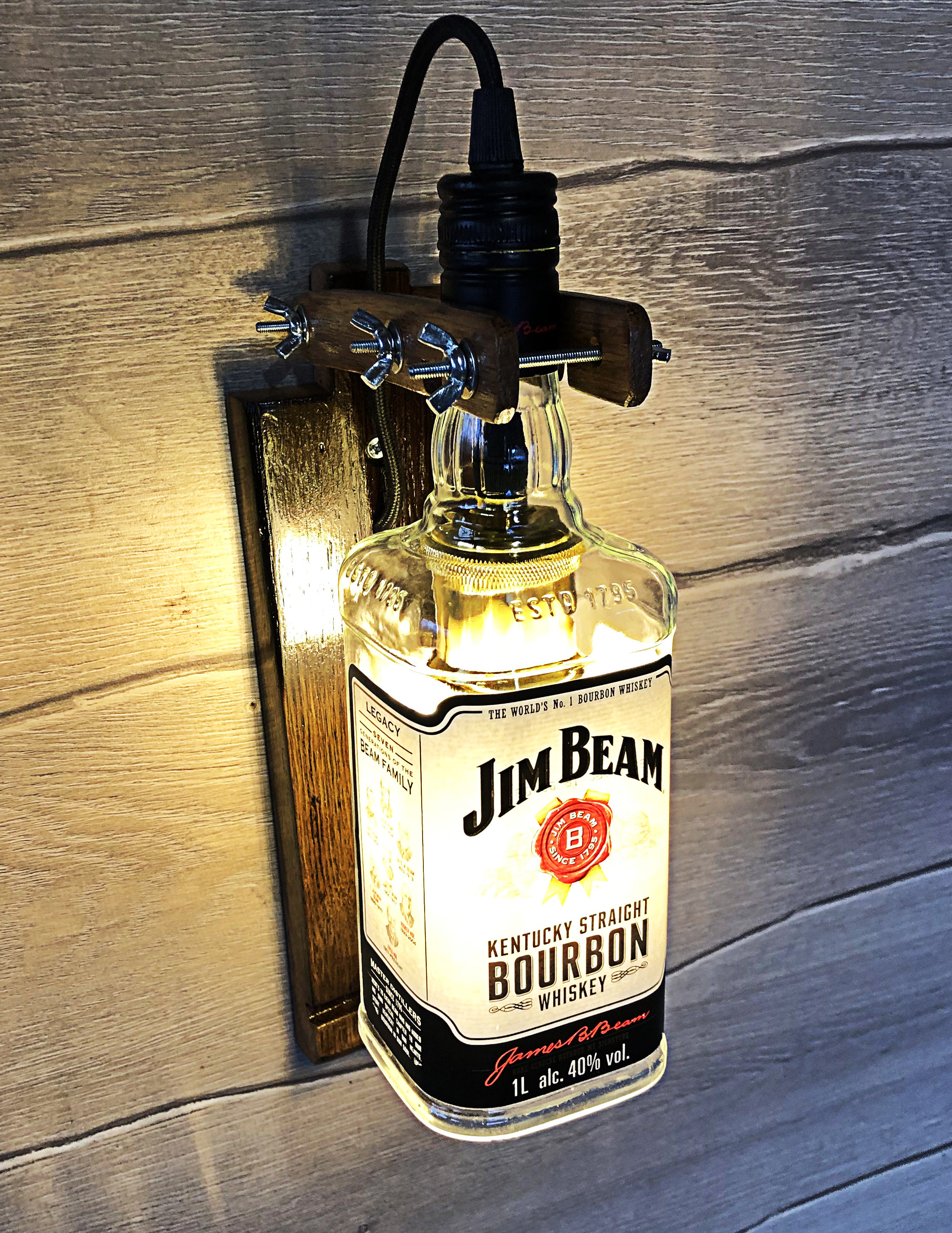 Jim Beam Bottle Wall Lamp: Handmade Whiskey Bar Decor Light - Etsy