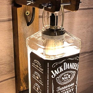 JACK DANIELS Wall lamp whiskey bottle Lamp Kitchen decor Lamp Bar decor light Liquor Bottle lamp Alcohol Bottle lamp Bedroom Lamp image 2