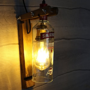 Smirnoff Wall lamp Smirnoff Vodka bottle Lamp Kitchen decor Lamp Bar decor light Liquor Bottle lamp Alcohol Bottle lamp Bedroom Lamp
