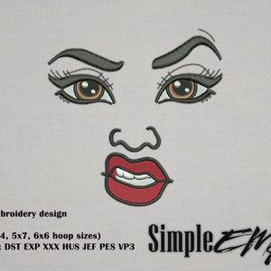 Digital — Beautiful doll face emotional embroidery design — 4 sizes for machine embroidery