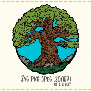 Cyfrowe — Starożytne drzewo — Majestic Natural Wonder — Ilustracja w warstwowym formacie SVG, PNG, JPEG (do wydruków, kolaży, szkiców tatuaży)