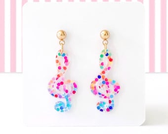 Treble Clef Earrings: Music Note Earrings, G Clef Earrings, Music Jewelry, Colorful Treble Clef Acrylic Dangle Earrings