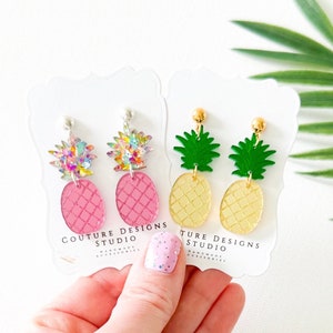 Summer Pineapple Earrings | Glitter Pineapple Earrings | Cute Preppy Pineapple Earrings