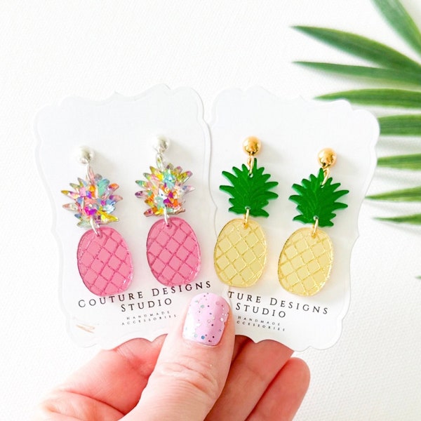 Summer Pineapple Earrings | Glitter Pineapple Earrings | Cute Preppy Pineapple Earrings