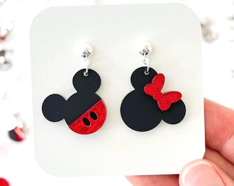 Mickey and Minnie Mouse Earrings | Mouse Earrings | Mickey Earrings | Minnie Mouse Earrings