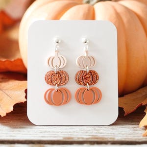 Stacked Pumpkin Earrings: Ombre Acrylic Fall Thanksgiving Jewelry
