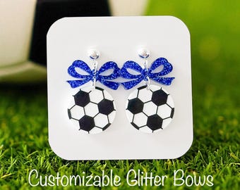 Soccer Ball Earrings | Soccer Mom Earrings | Soccer Lover Earrings | Soccer Fan Earrings | Glitter Soccer Earrings