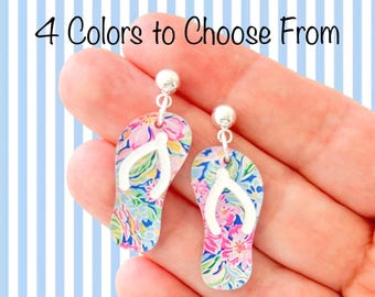 Tropical Flip Flop Earrings: Colorful Flip Flop Tropical Earrings, Flip Flop Summer Earrings, Vacation Earrings, Beach Jewelry