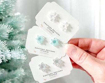 Snowflake Studs | Glitter Snowflake Earrings | Snowflake Christmas Earrings | Holiday Earrings | Winter Earrings