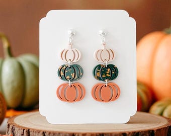 Fall Pumpkin Earrings | Pumpkin Fall Earrings | Burnt Orange and Olive Pumpkin Earrings | Thanksgiving Earrings | Boho Neutral Fall Earrings